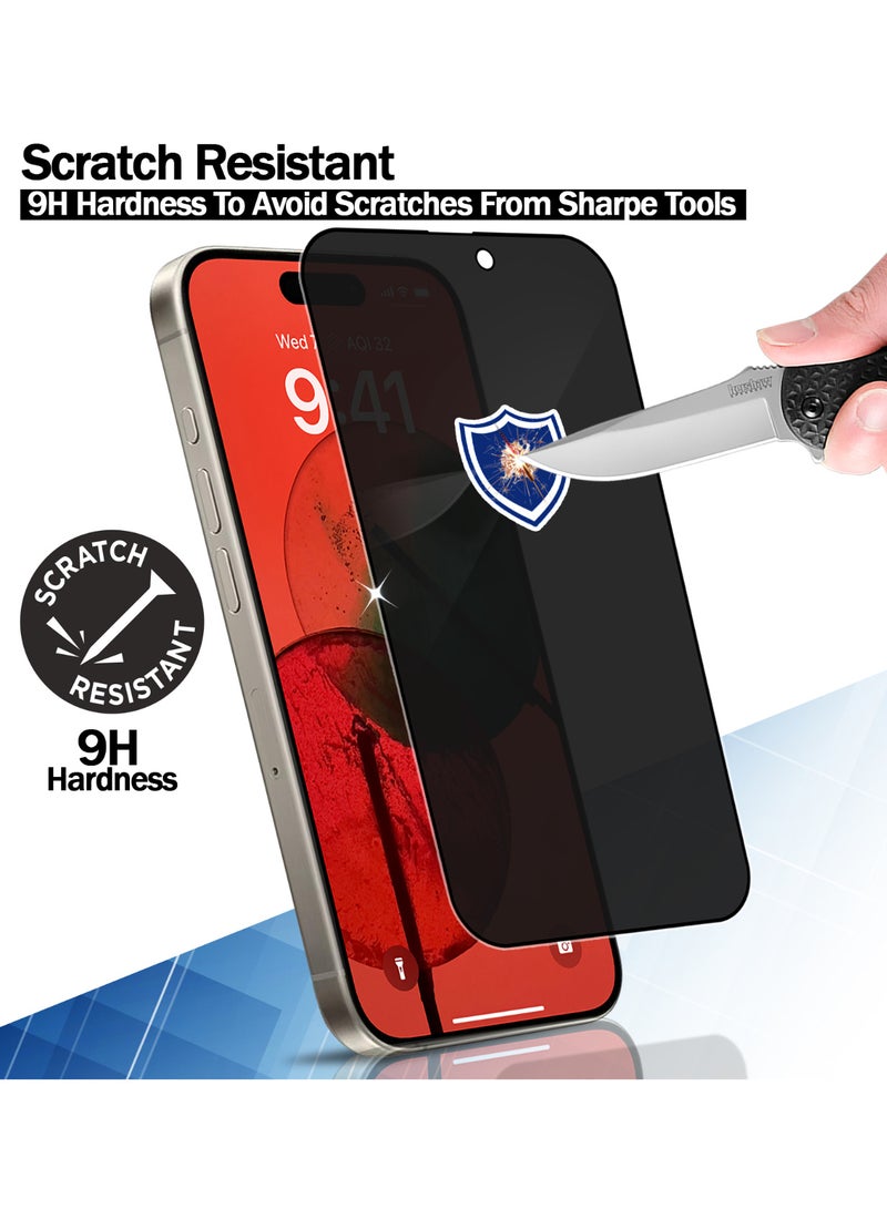 RKINC Screen Protector [2-Pack] for iPhone 16 Plus, Privacy Tempered Glass Film Screen Protector, [Anti Spy][Anti-Scratch][Bubble-Free] - Image 3